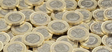 Stacks of pound coins